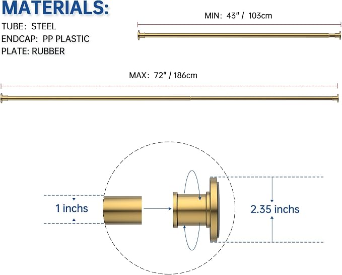 BRIOFOX Industrial Shower Curtain Rod - Image 7