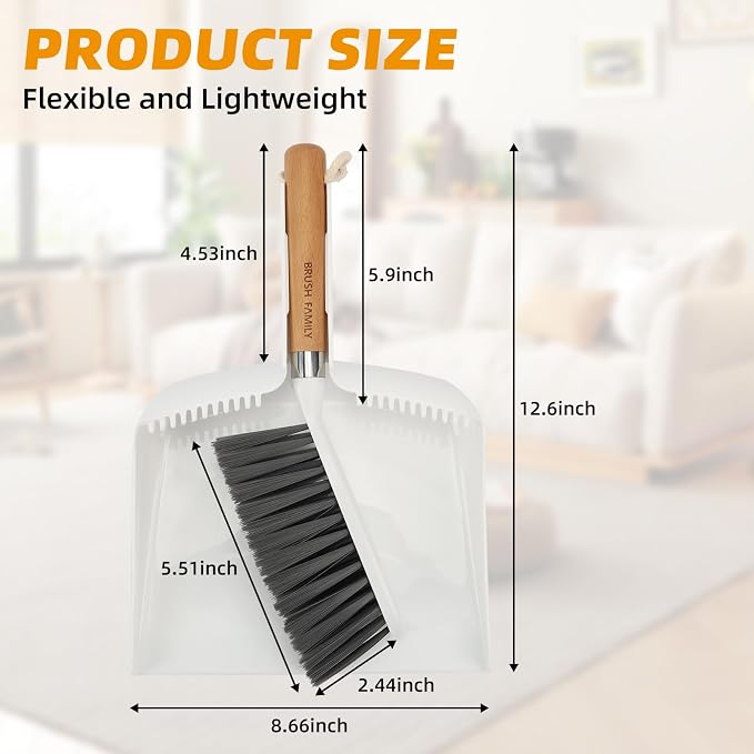 Small Broom and Dustpan Set, 13 x 8.7 inch, Hangable Portable Cleaning - Image 3