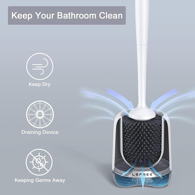 Lefree Toilet Brush and Holder Set, Silicone Brush - Image 7