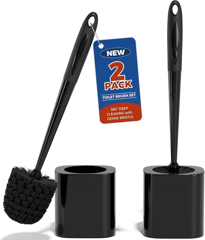 Toilet Brush, 2 Pack Toilet Brush and Holder Set Bathroom Accessories, Toilet by Holaloha
