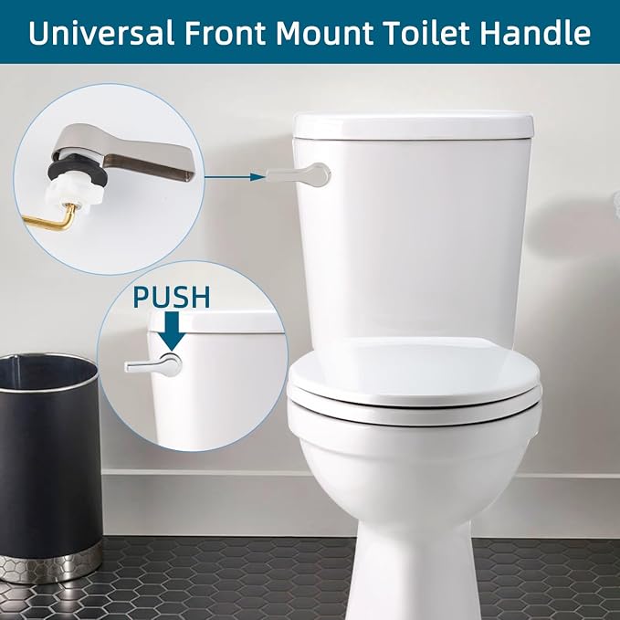 Hygie Rinse 2PCS Metal Toilet Handle Lever Flush Replacement, Universal Front - Image 5