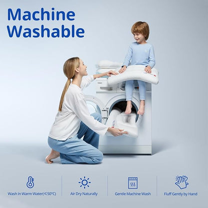 Toddler Pillow with Pillowcase, Breathable & Cozy Machine Washable Kids Pillow with Pillowcase, 21.6x13.8 Ergonomic Children Pillow for Boys and Girls Aged 6-12 (Rabbit, Height 3)