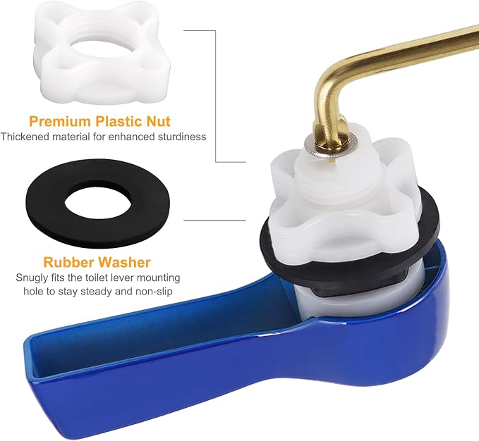 Hibbent Universal Metal Front Mount Toilet Handle Replacement Kit, Brass Toilet - Image 3