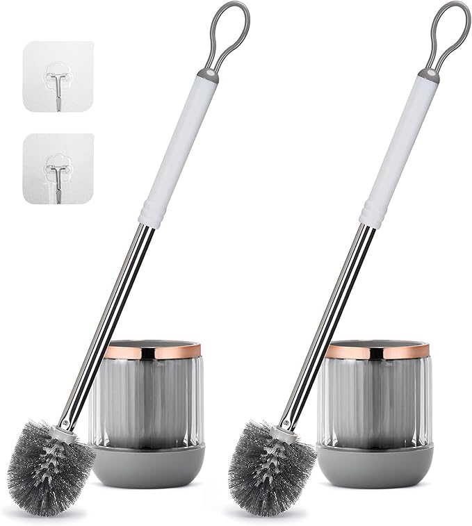 Toilet Bowl Brush and Holder 2 Pack Long Handle Toilet Brush by GUCOLUBU