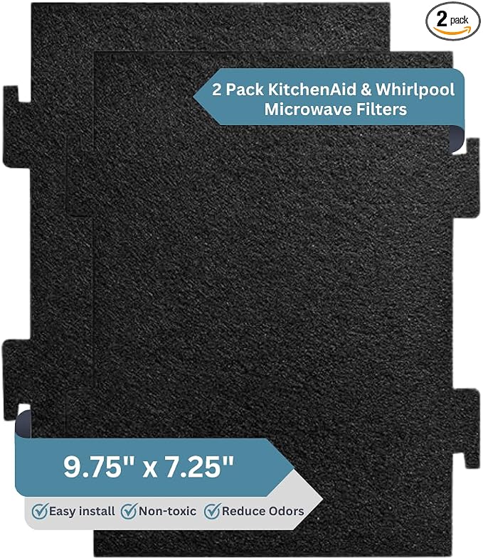 2-Pack Notched Activated Carbon Charcoal Microwave Hood Filters by FreshHeadquarters