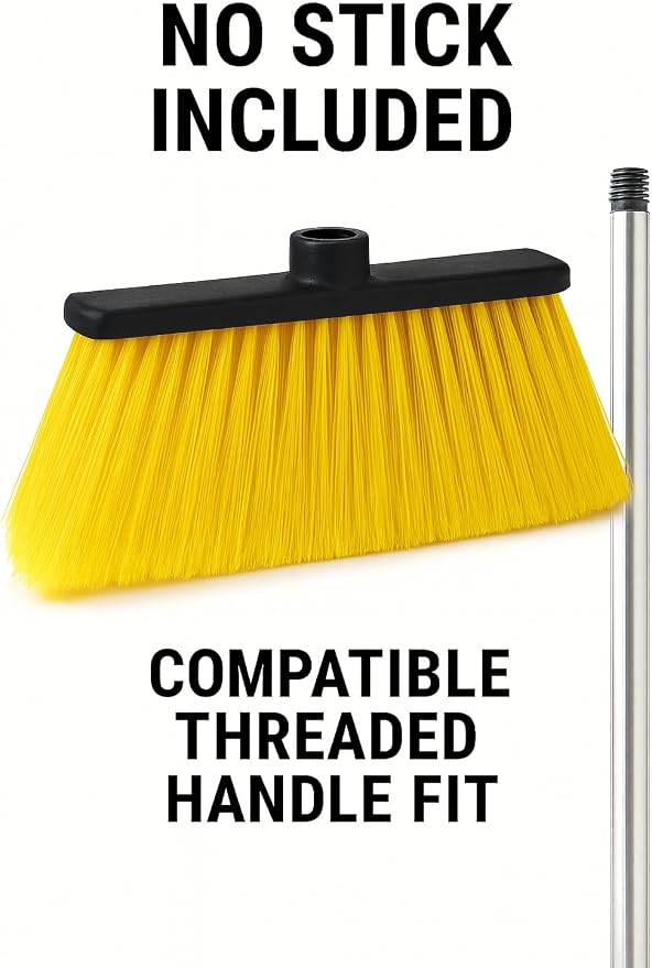 LUZIA Yellow 14" Premium Broom Head – Extra Dense Soft Flagged Bristles – Deep - Image 4