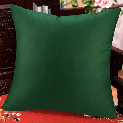 Thmyo 4-Pack 100% Cotton Comfortable Solid Decorative Throw Pillow Case Square Cushion Cover Pillowcases St Patricks Day DIY Throw Pillow Covers for Sofa(18x18 inch/ 45x45cm,Christmas Green)