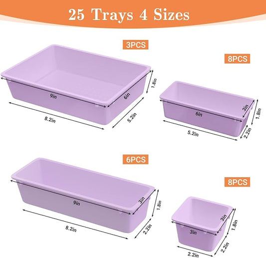 SpaceHacks 25 PCS Plastic Drawer Organizer Set, 4-Size Versatile Organizer - Image 2