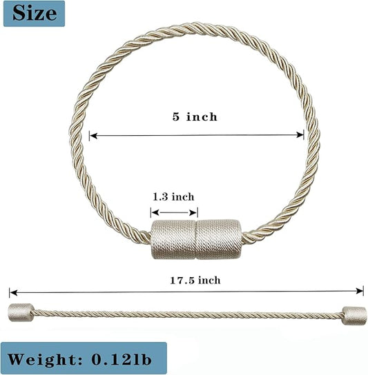 6 Pack Beige Strong Magnetic Curtain Tiebacks Outdoor Elegant Decorative Tie - Image 2