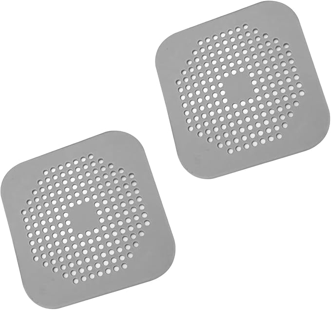Square Drain Cover for Shower 5.7-inch TPR Drain Hair Catcher Flat Silicone by SHURIN