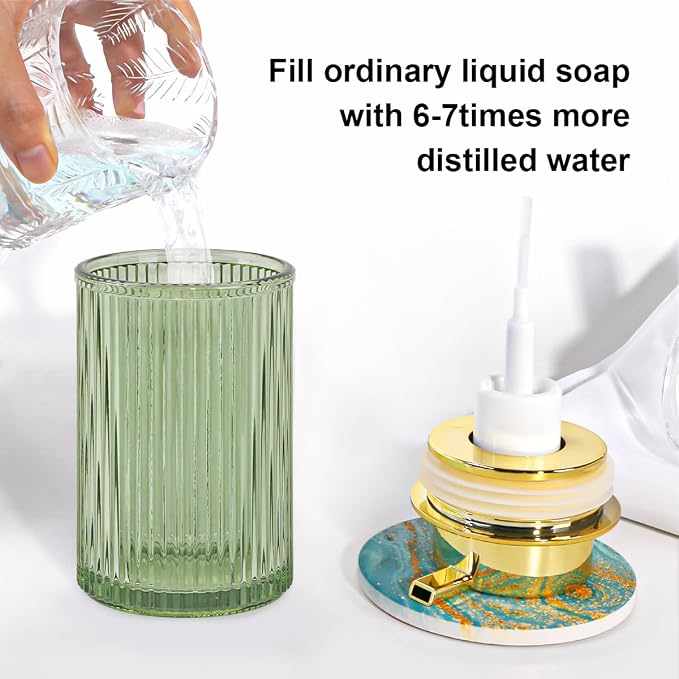 Green Foaming Soap Dispenser, Glass Foam Hand Soap Dispenser - Image 4