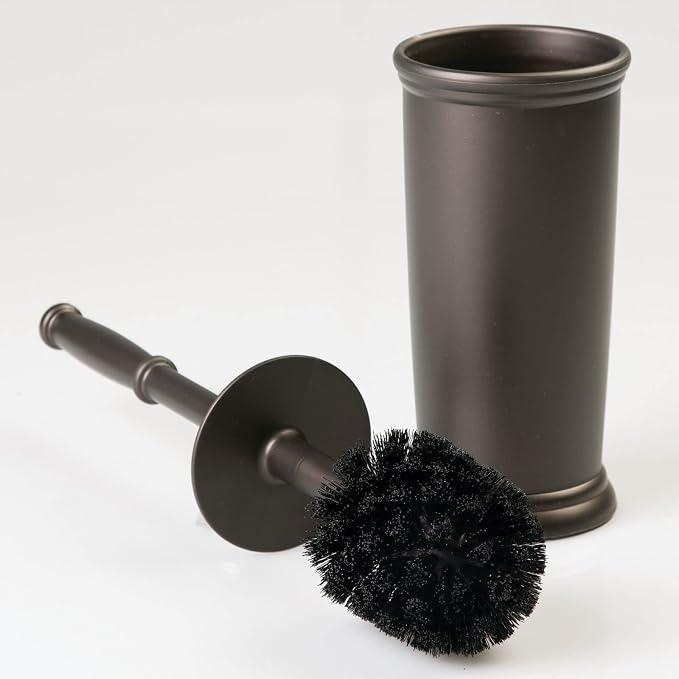 mDesign Metal Freestanding Slim Toilet Bowl Brush and Holder - Image 6