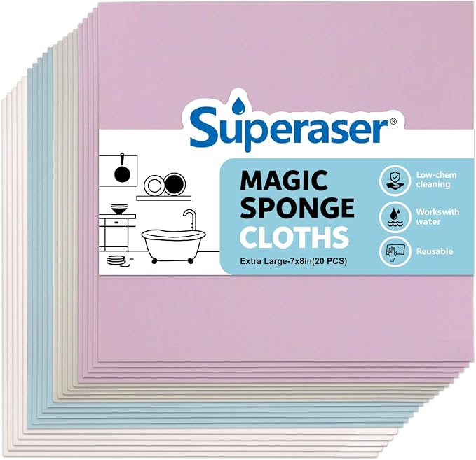 Micro-Abrasive Cleaning Pads, Cloth-Style Foam, 7×8 in by SUPERASER
