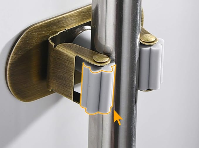 Mop Broom Holder Wall Mount Garden Tool Organizer, Brass Heavy Duty Tool Hanger - Image 3
