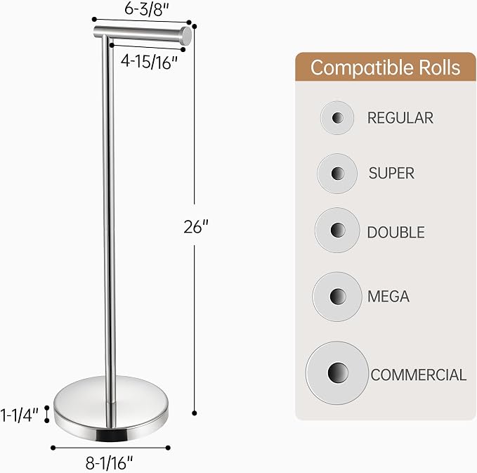 KES Toilet Paper Holder Free Standing 26" H, Toilet Paper Holder Stand - Image 5