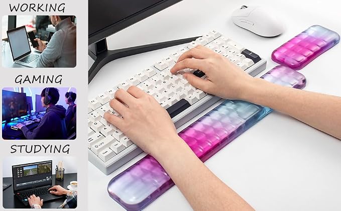 Gel Keyboard and Mouse Wrist Rest Set – Purple Wrist Rest - Image 2