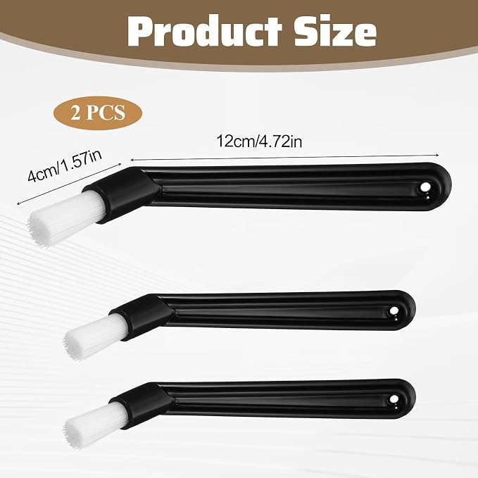 6" Nylon Head Espresso Brush, Bent Head Anti-Scalding Black Coffee Grinder - Image 3