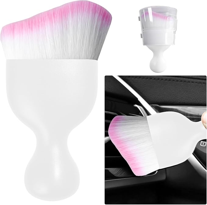 Ziciner Car Detailing Brush, Curved Soft Bristles Auto Removal Dust Collectors by Ziciner