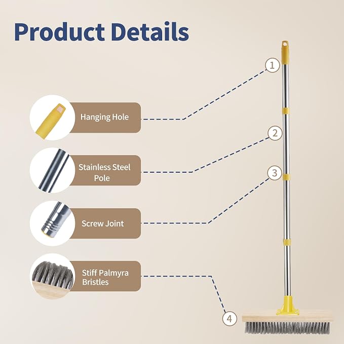 Stainless Steel Deck Brushes for Scrubbing Heavy Duty, Metal Stiff Wire - Image 3