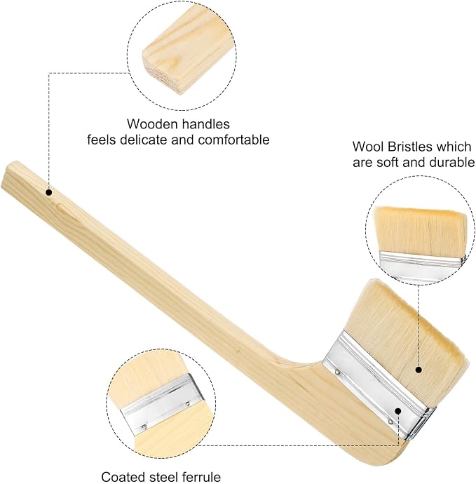 HARFINGTON Paint Brush 2Pcs 3" Brush Width Soft Wool Variety Angled Bend - Image 4