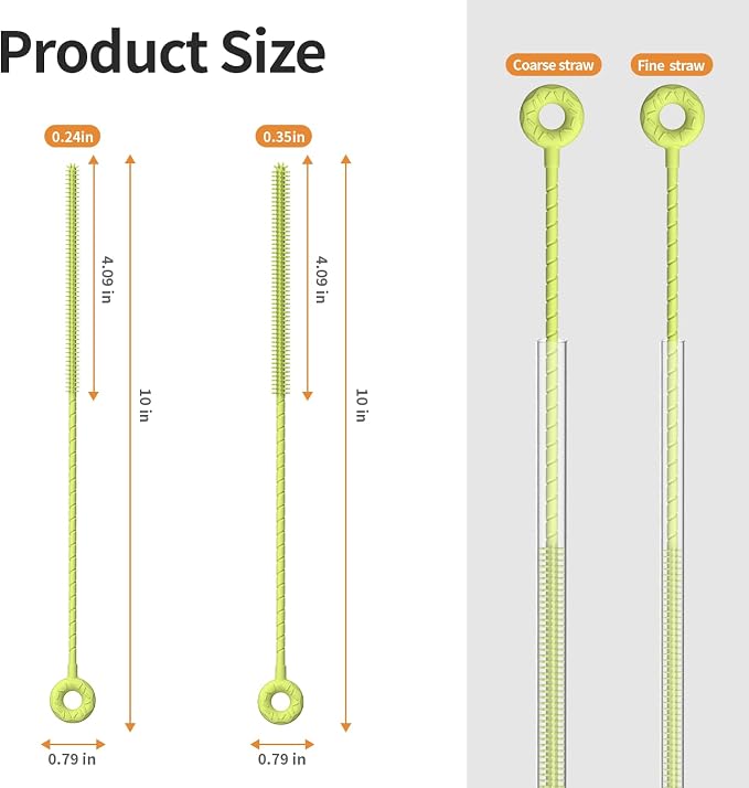 2Pcs Silicone Straw Cleaner Brush, Dual-Size Brushes, Clean - Image 2