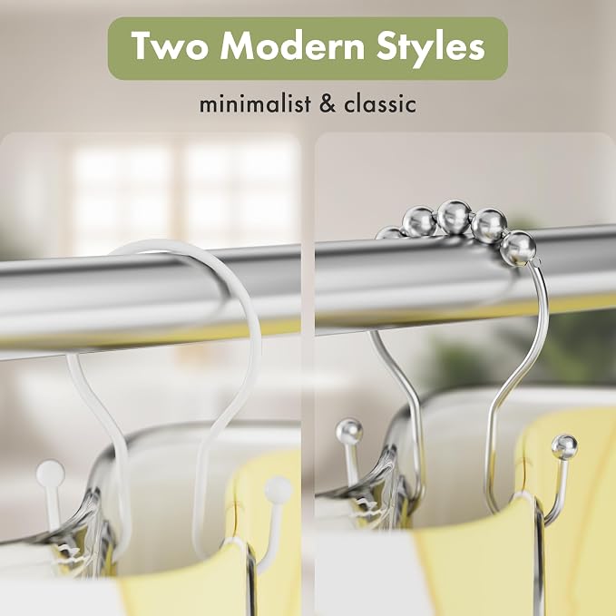 AmazerBath White Shower Curtain Hooks, Shower Curtain Rings, Simple Double - Image 5