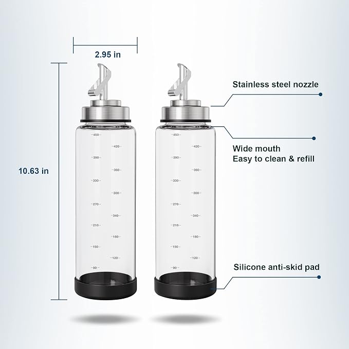 Suli Glass Olive Oil Dispenser Bottle -2 Pack17oz Oil and Vinegar Cruet Set - Image 6