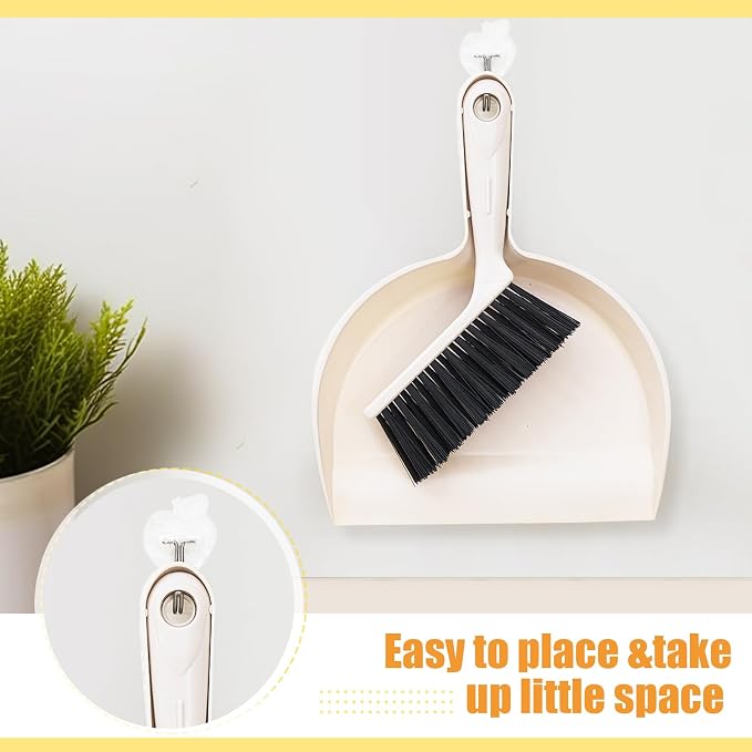 Sliner 18 Pack Mini Dustpan and Brush Set Beige Plastic Dust Pans - Image 3