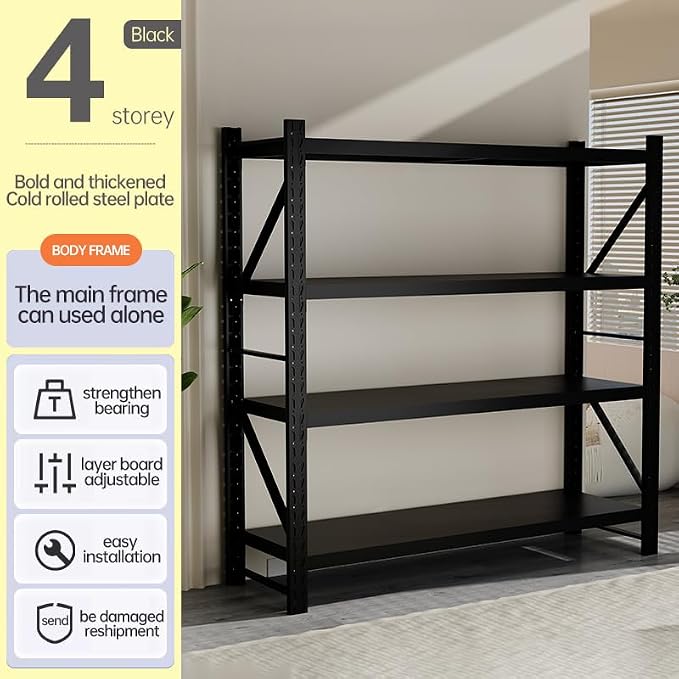 5000lbs Load Capacity, Heavy Duty 4-Tier Steel Shelving Unit, Adjustable - Image 3
