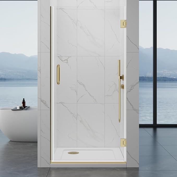 Framelss Hinged Shower Door, 3/8" Tempered Glass by YTSAHSTT