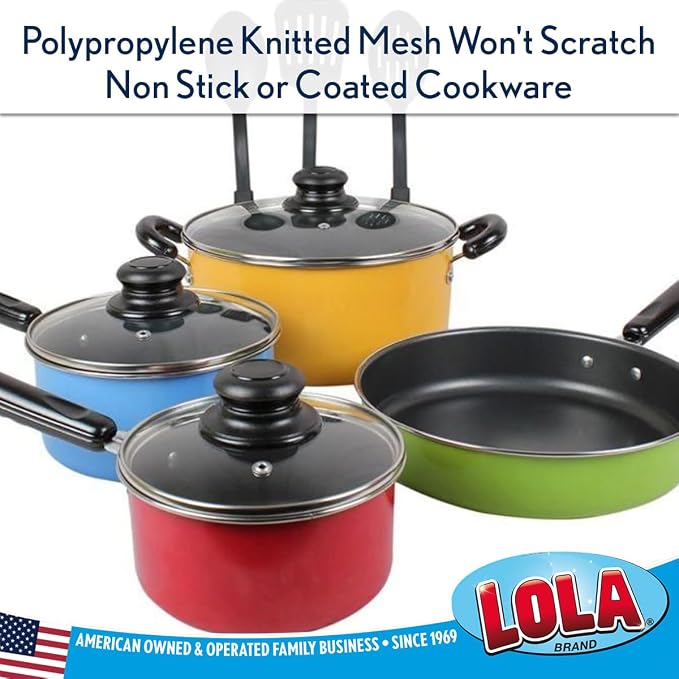 LOLA Jumbo 4" Plastic Mesh Scouring Pads, 6 Pack, Non-Scratch, Dishwashing - Image 4