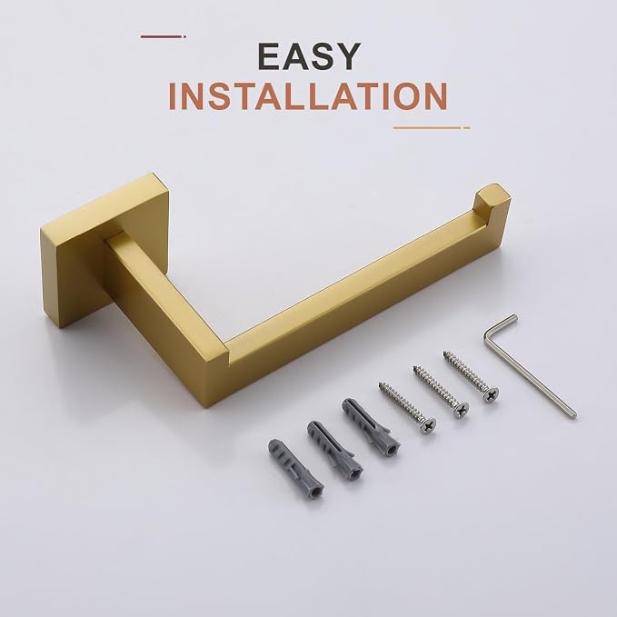 TASTOS Toilet Paper Holder Brushed Gold, Toilet Tissue Roll Holders Dispenser - Image 7