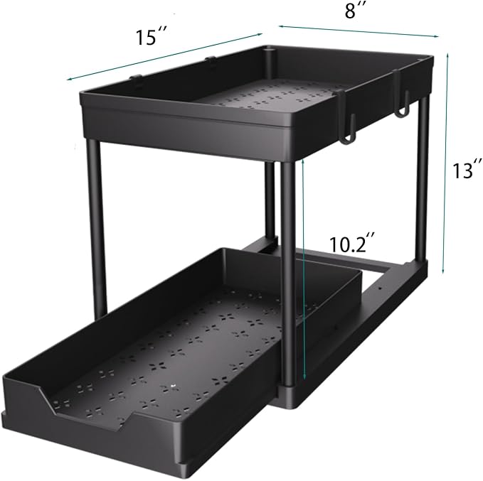 DEKAVA Under Sink Organizer 2 Pack, Bathroom Cabinet Organizer, 2 Tier Sliding - Image 2
