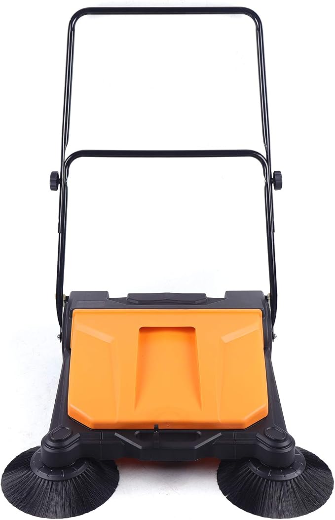 Hand Push Floor Sweeper, 26 Inch 15L Walk-Behind Outdoor and Indoor Push Carpet by HinLIaDa