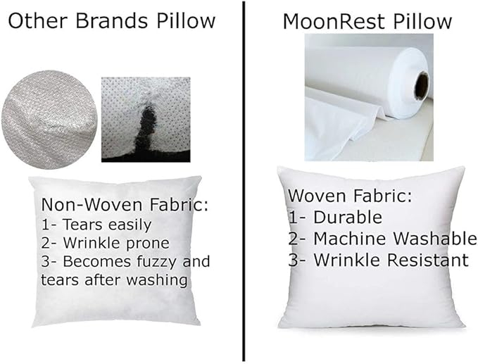 MoonRest® 20x36 Inch Down Alternative Bed Sleeping Pillows - Hotel Quality%100 Cotton Cover Comfort and Support - Hypoallergenic - King - 20x36 Inch
