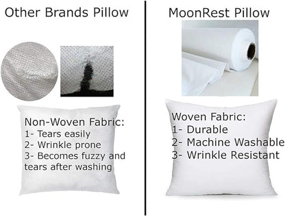 MoonRest® 20x36 Inch Down Alternative Bed Sleeping Pillows - Hotel Quality%100 Cotton Cover Comfort and Support - Hypoallergenic - King - 20x36 Inch