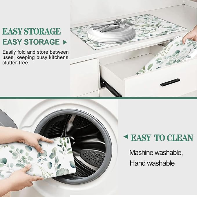 Dish Drying Mat for Kitchen Counter Microfiber Absorbent Dish Draining Reusable - Image 6