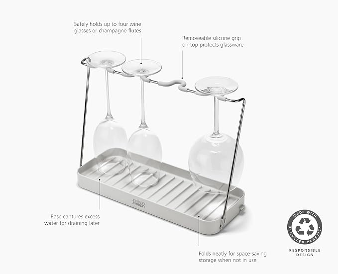 Joseph Joseph DrySmart Folding Stemmed Wine Glass Drying Rack, Space-Saving - Image 5