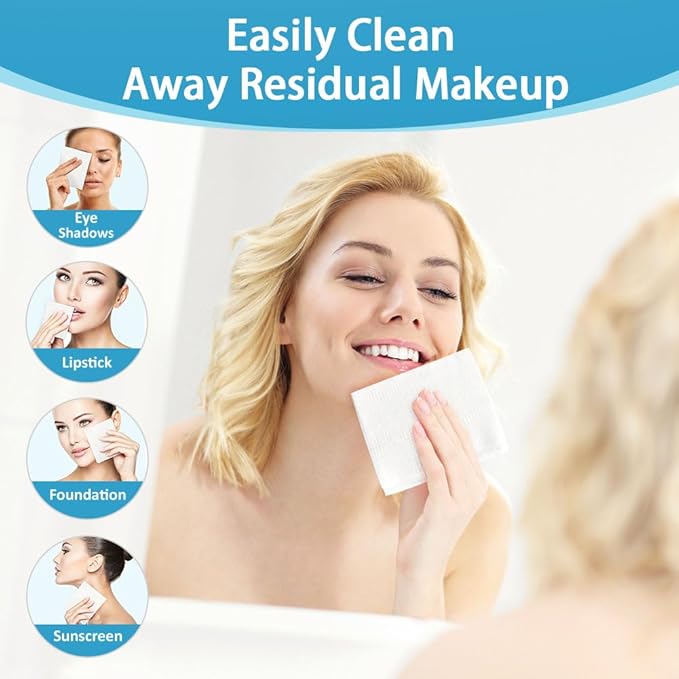HOMEXCEL Face Towels, Biodegradable Makeup Remover Dry Wipes, Super Soft Clean - Image 2