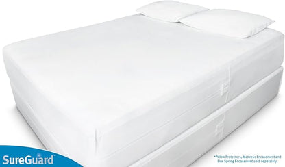 Set of 2 King Size SureGuard Pillow Protectors - 100% Waterproof, Bed Bug Proof, Hypoallergenic - Premium Zippered Cotton Terry Covers