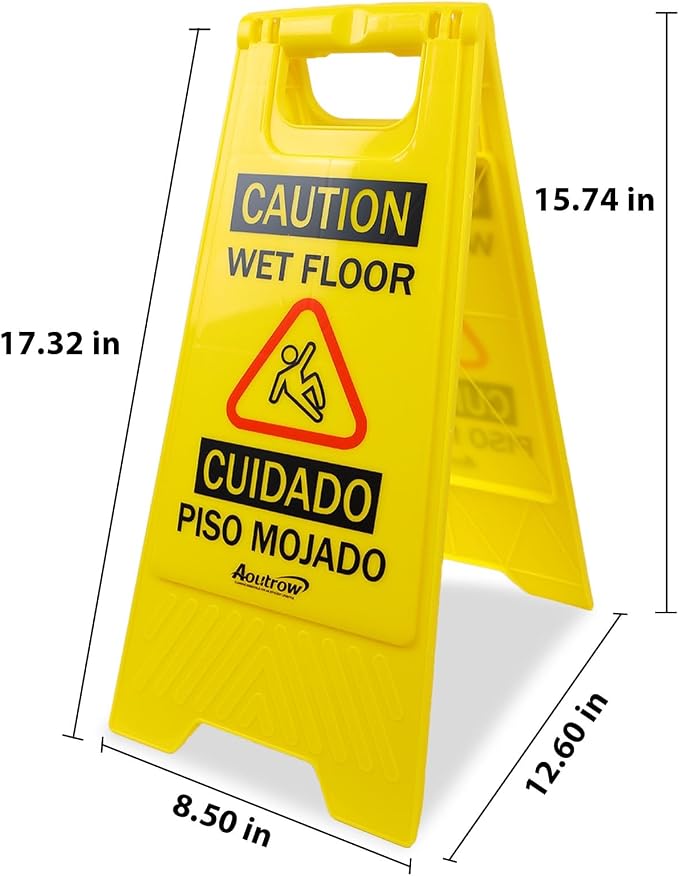 Caution Wet Floor Sign, Bilingual Foldable Safety Sign - Image 3
