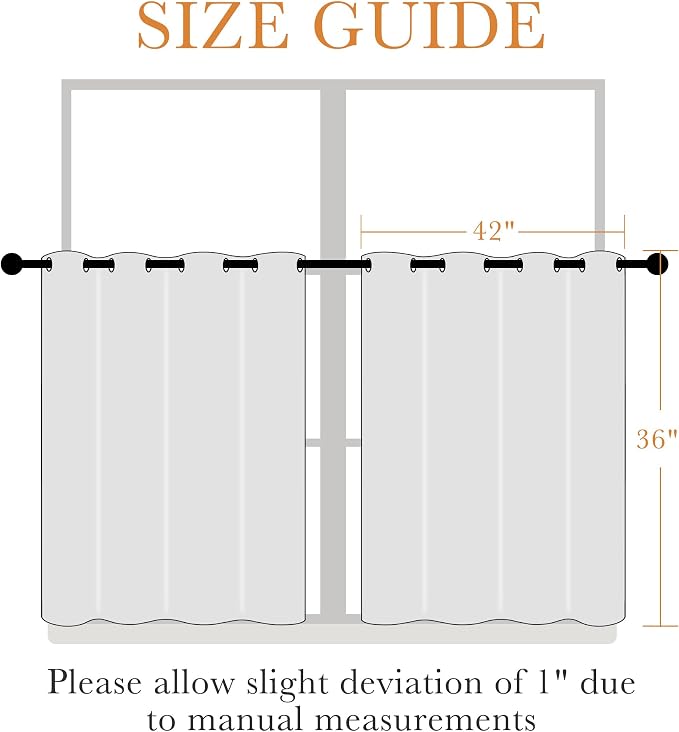 PONY DANCE White Room Darkening Short Curtains, 60% Blackout Drapes Thermal - Image 2
