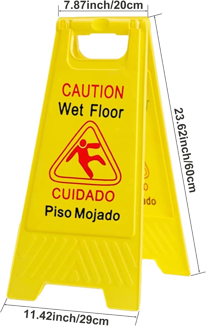 12-Pack Caution Wet Floor Signs | Foldable Sturdy Double-Sided Bilingual Saftey - Image 2