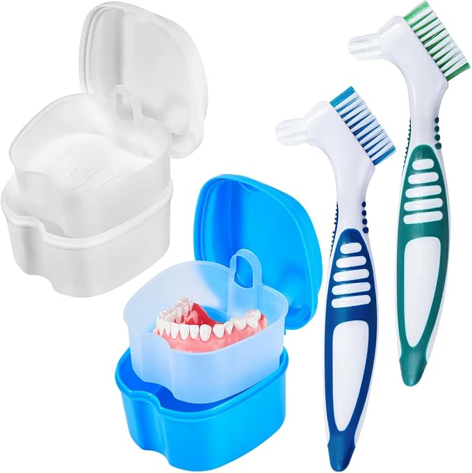 2 Pack Denture Bath Case Cup Box Holder Storage Container by KISEER