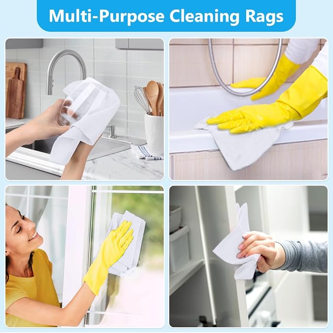 GLIMGLINT White Microfiber Cleaning Cloth, 100 Pack Cleaning Rags, Ultra - Image 3