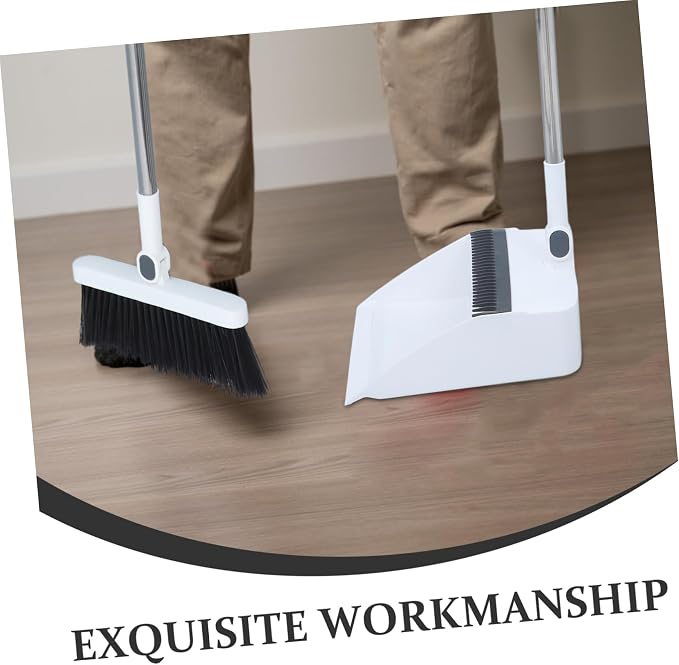 FRCOLOR Long Handle Broom and Foldable Dustpan Set Lightweight Stainless Steel - Image 7