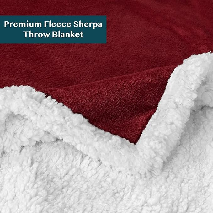 PAVILIA Sherpa Fleece Throw Blanket for Couch, Maroon Red, Plush Soft Fuzzy Sofa Blanket, Cozy Reversible Winter Throw for Women Men, 50x60 Inches
