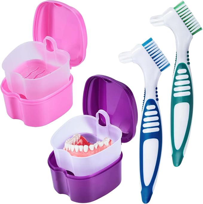 2 Pack Denture Bath Case Cup Box Holder Storage Container by KISEER