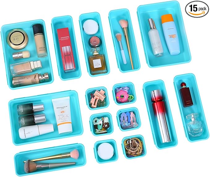 15 PCS Interlocking Desk Drawer Organizer Separator by Kutesna