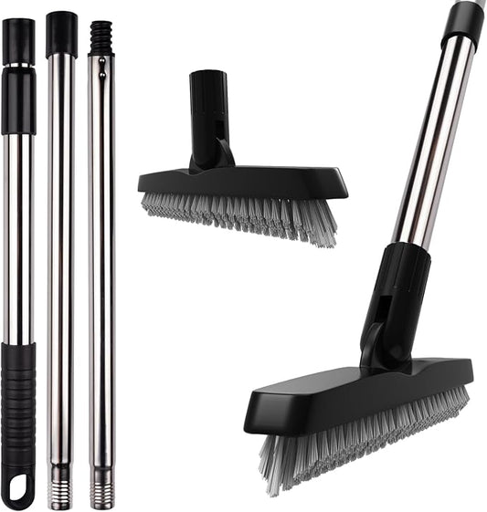 ITTAHO 2 Pack Grout Brush with Long Handle, Swivel Cleaning Grout Line Scrubber by ITTAHO